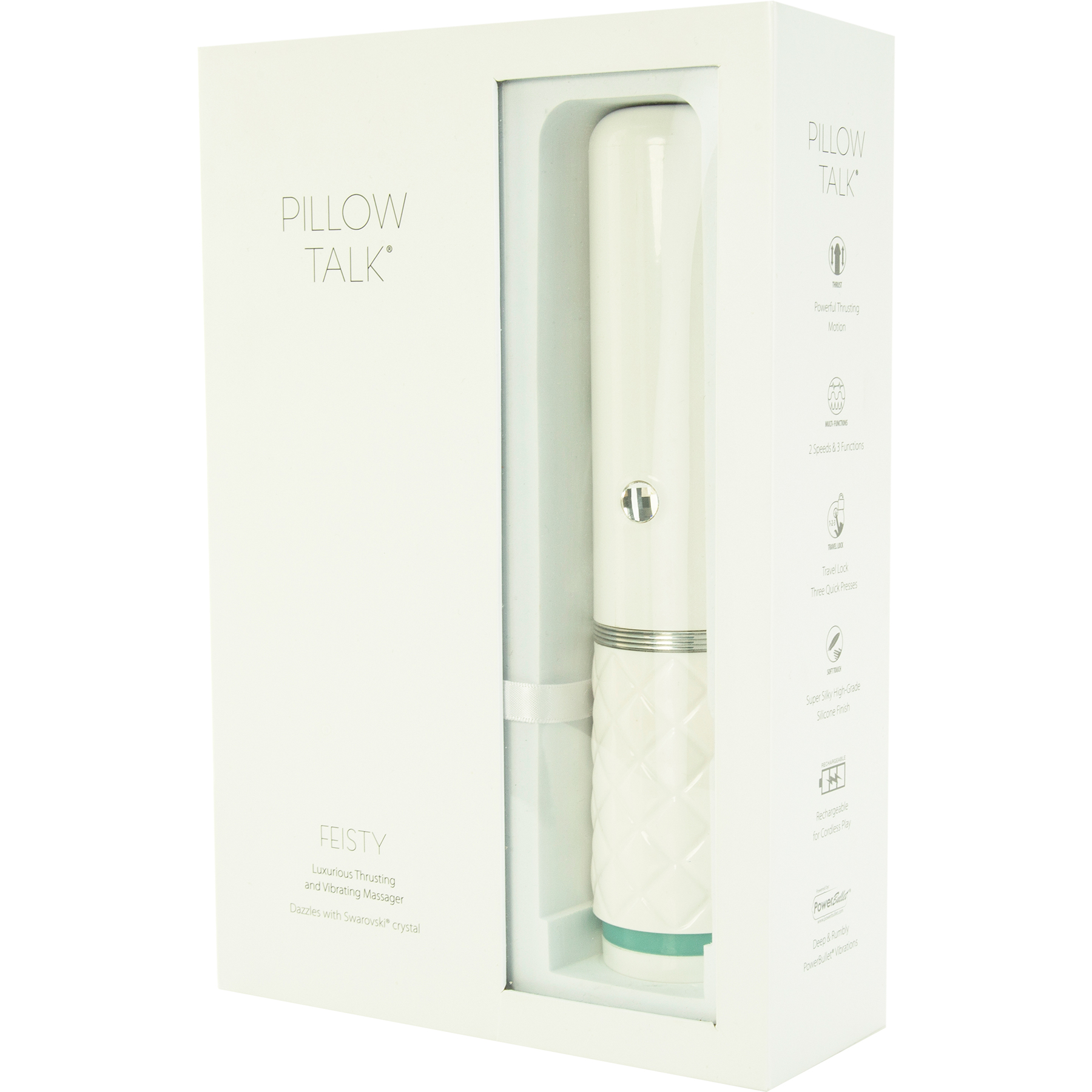 Pillow Talk Feisty Silicone Waterproof Rechargeable Thrusting Vibrator - Package