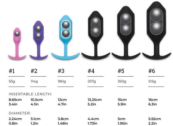 b-Vibe Snug Plug Collection - Size Comparison Chart