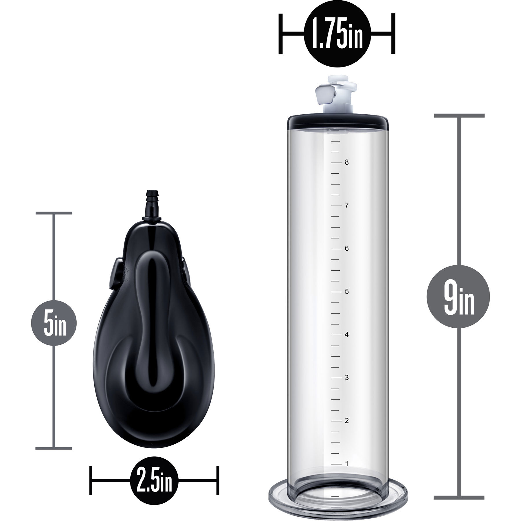 Performance VX9 Male Enhancement Penis Pump - Measurements