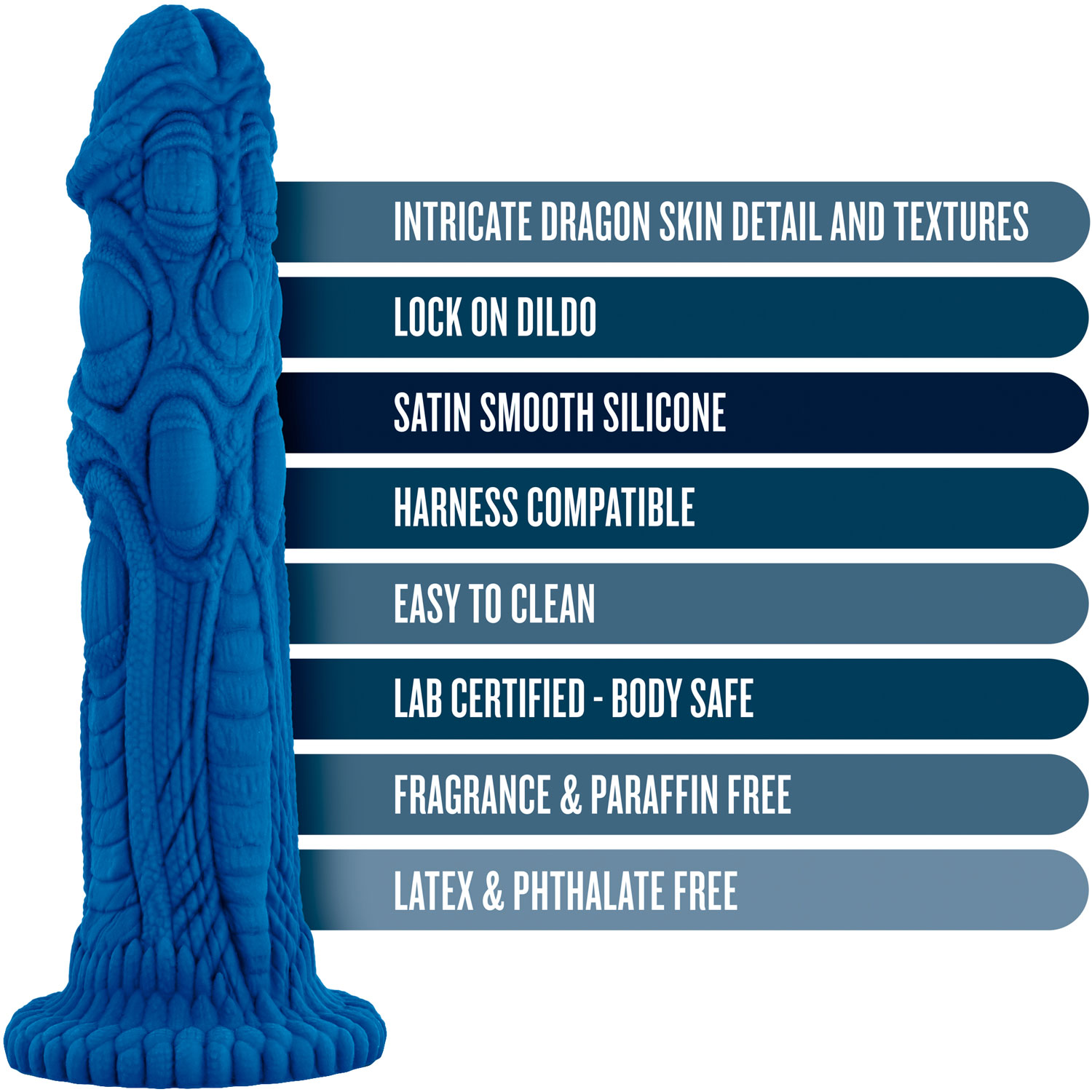 The Realm Draken Silicone Lock On & Harness Compatible Dildo - Features