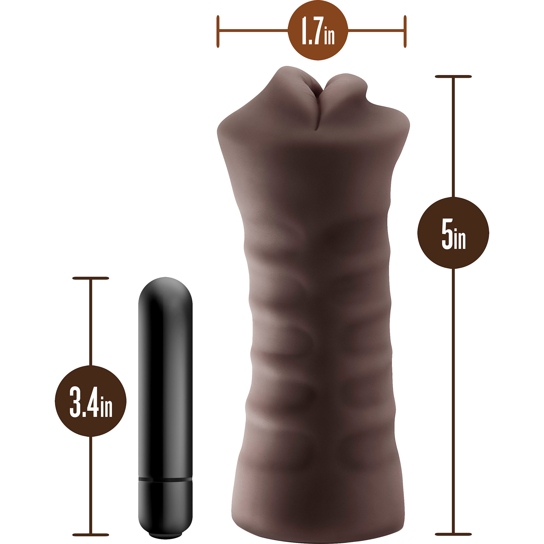 Hot Chocolate Renee Mouth Shaped Penis Masturbator - Measurements