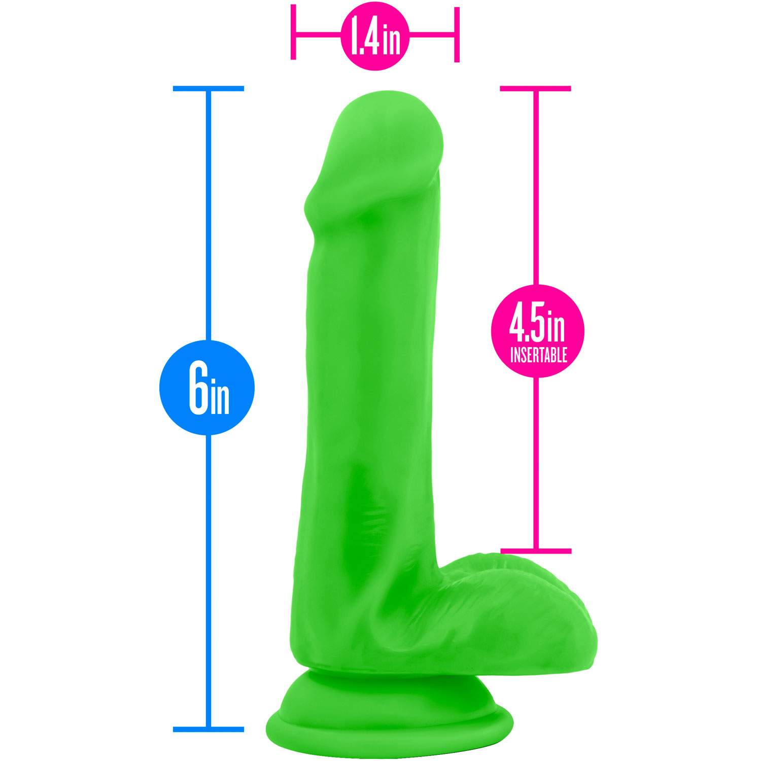 Neo Elite 6 Inch Dual Density Realistic Silicone Dildo With Balls by Blush - Measurements