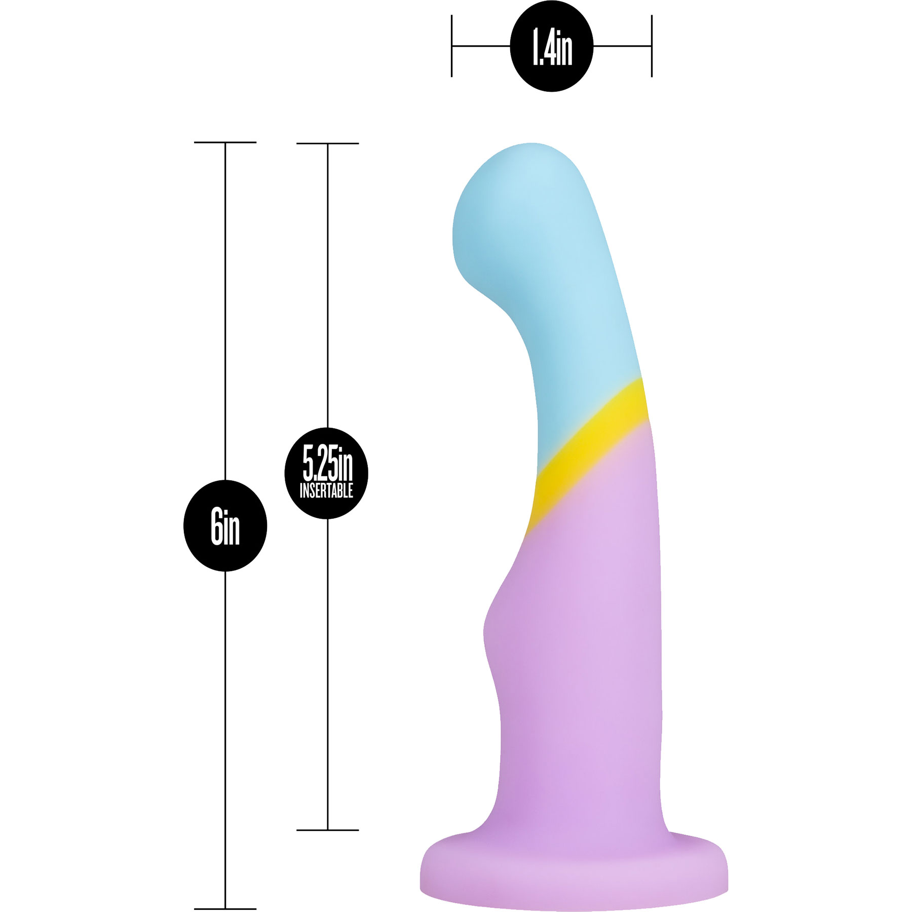 Avant D14 Heart Of Gold Silicone Suction Cup Dildo - Measurements