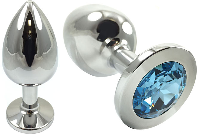Pretty Plugs Aqua Crystal And Stainless Steel Anal Toy - Large