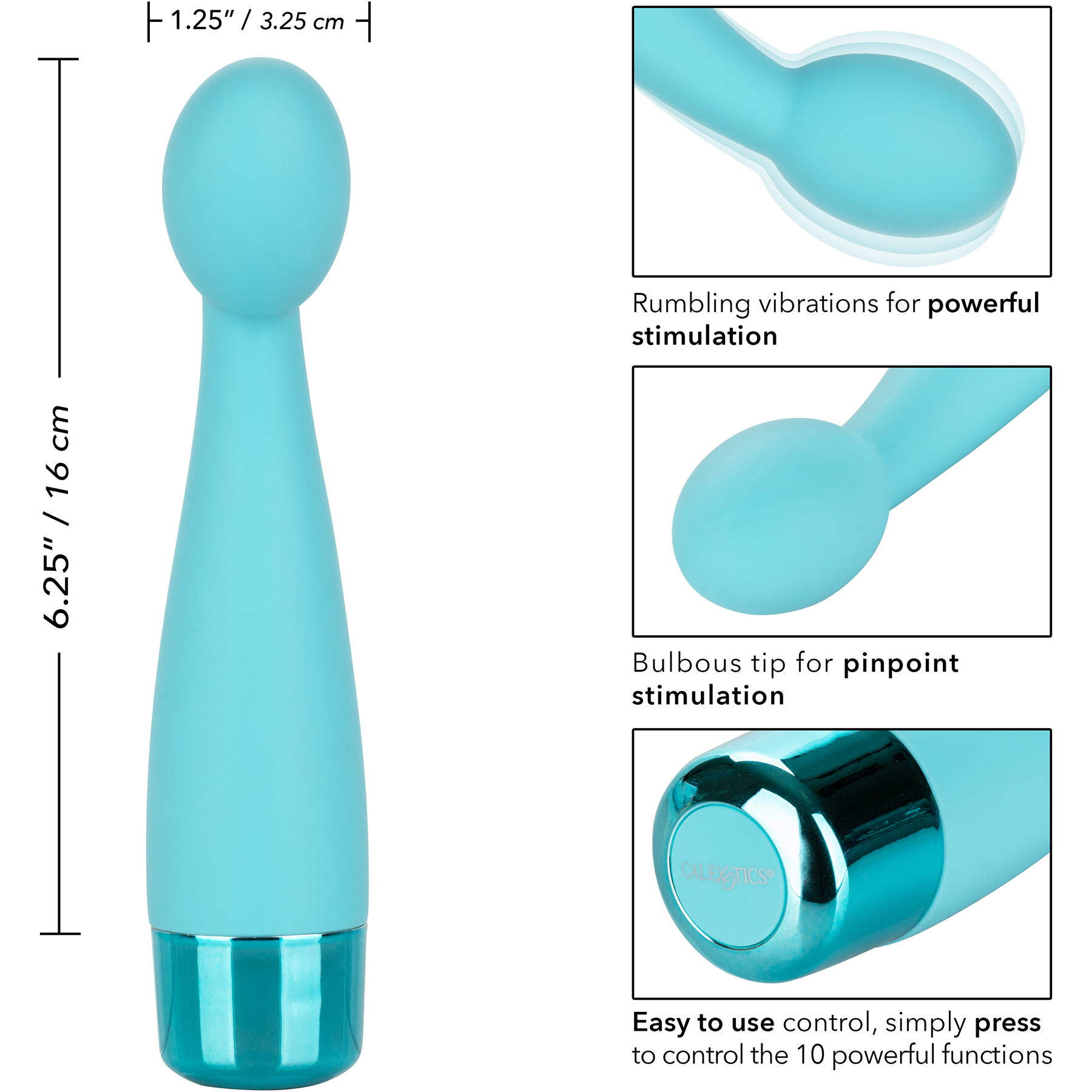 Eden Tulip Silicone Waterproof G-Spot Vibrator - Measurements