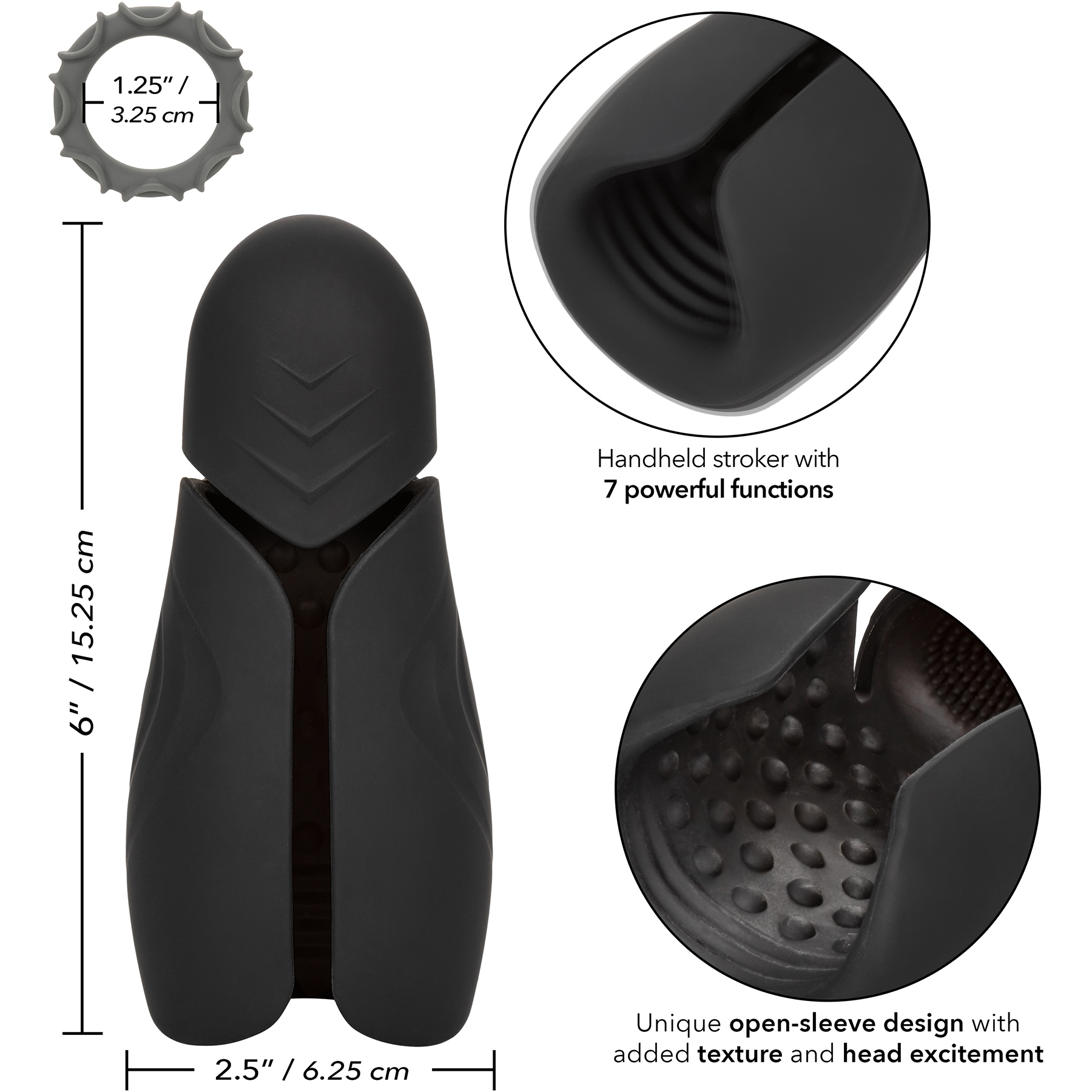 Optimum Power Pro Stroker Silicone Rechargeable Penis Masturbator - Measurements