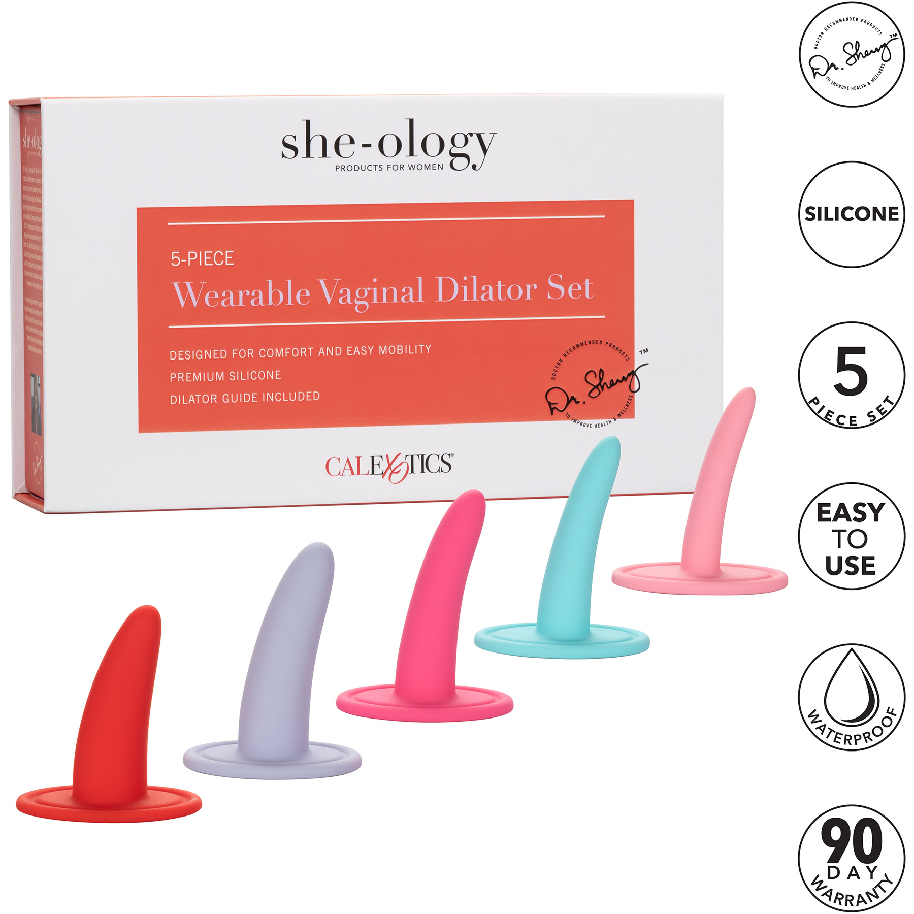 She-ology™ 5-Piece Wearable Vaginal Dilator Set - Features