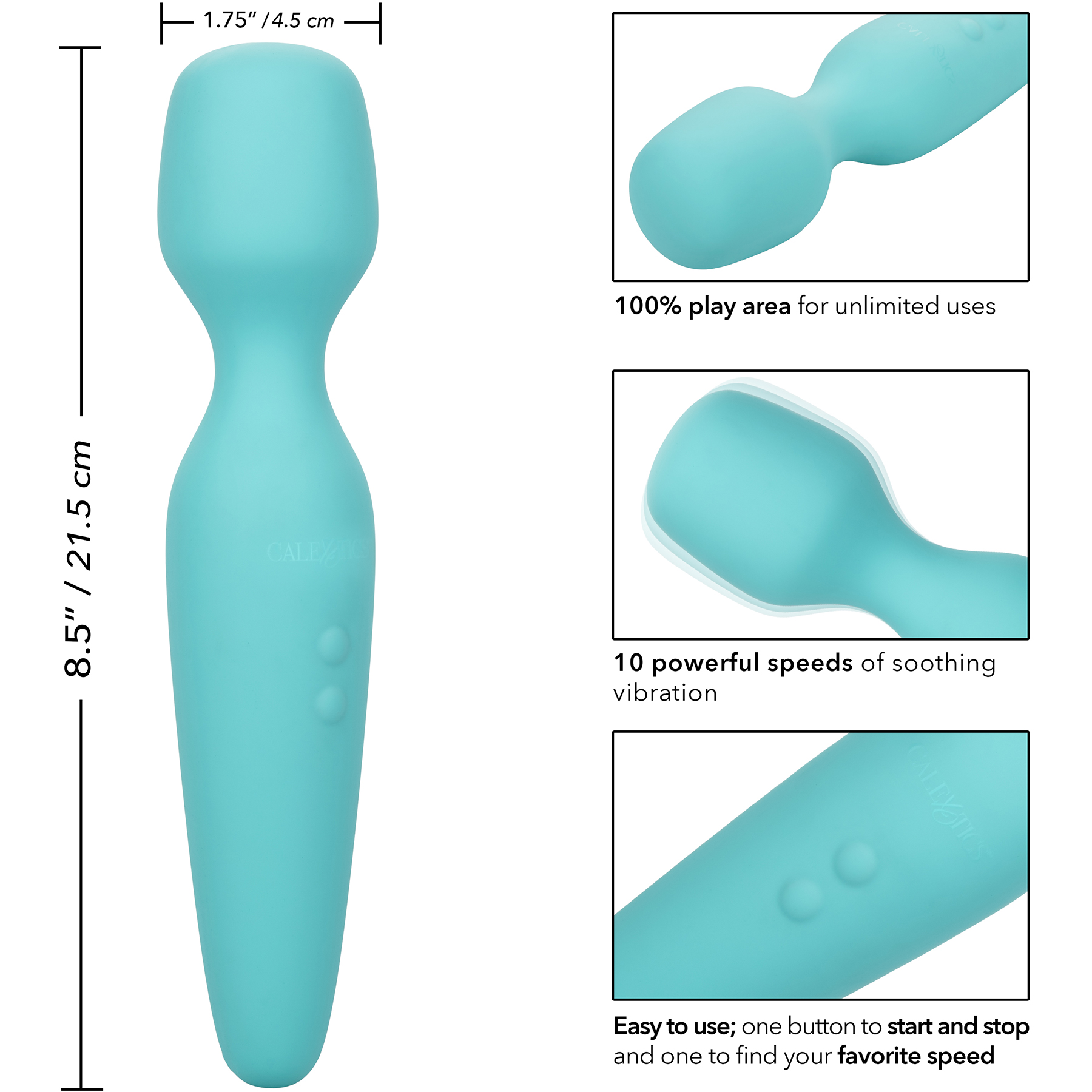 They-ology Vibrating Silicone Rechargeable Waterproof Intimate Massager - Measurements
