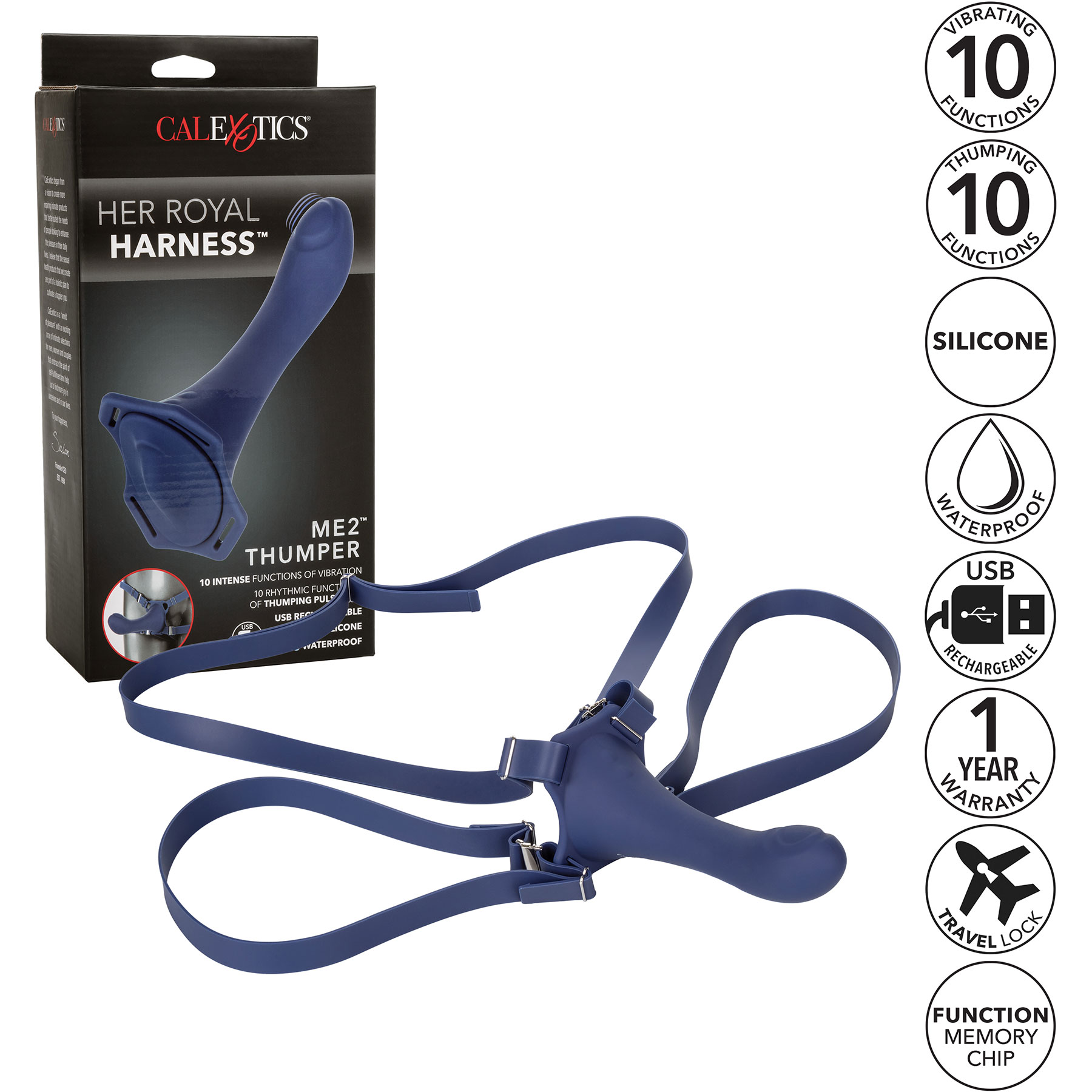 Her Royal Harness ME2 Thumper Set With Pulsing, Vibrating Silicone Probe - Features