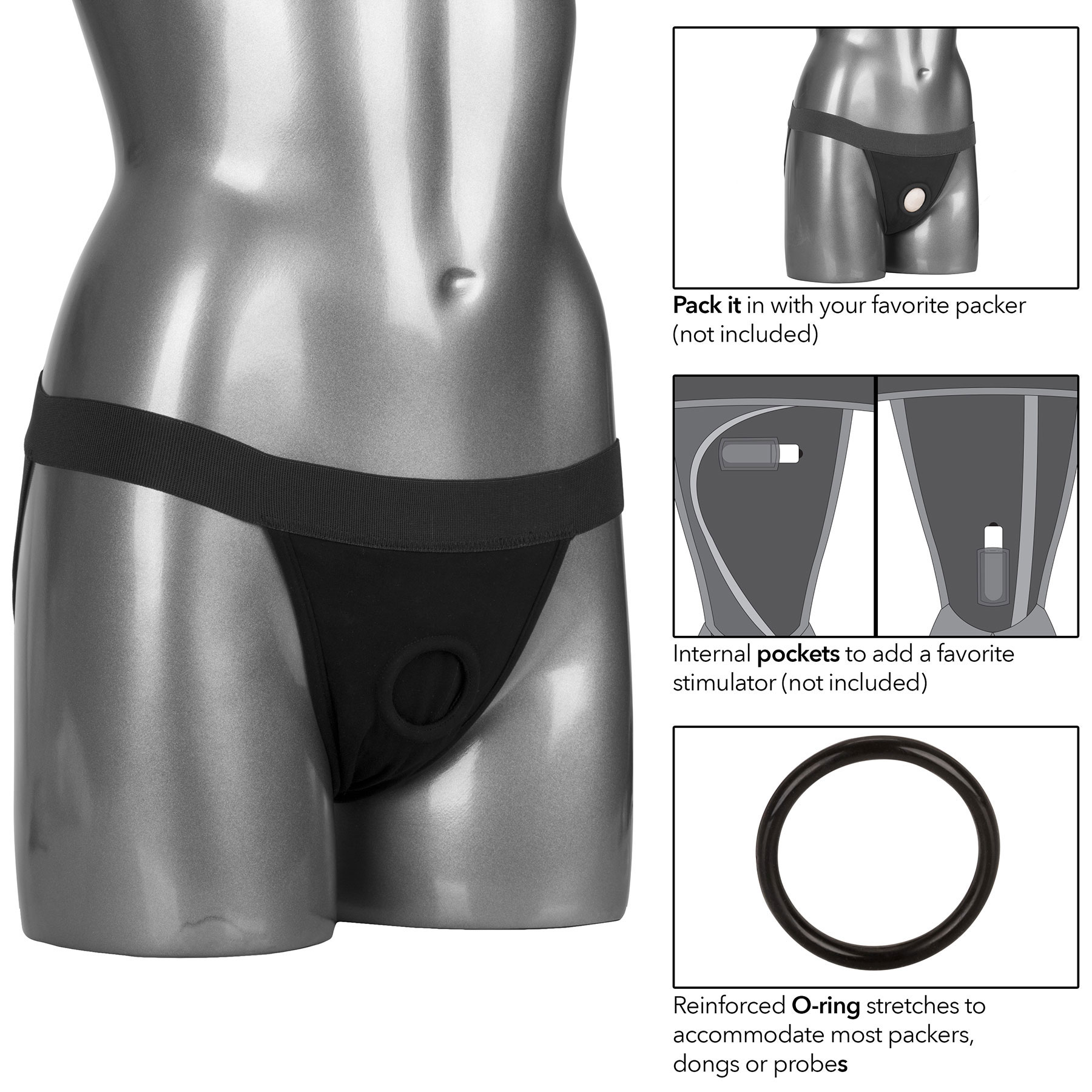 Packer Gear Black Jock Strap Packing Harness - Details