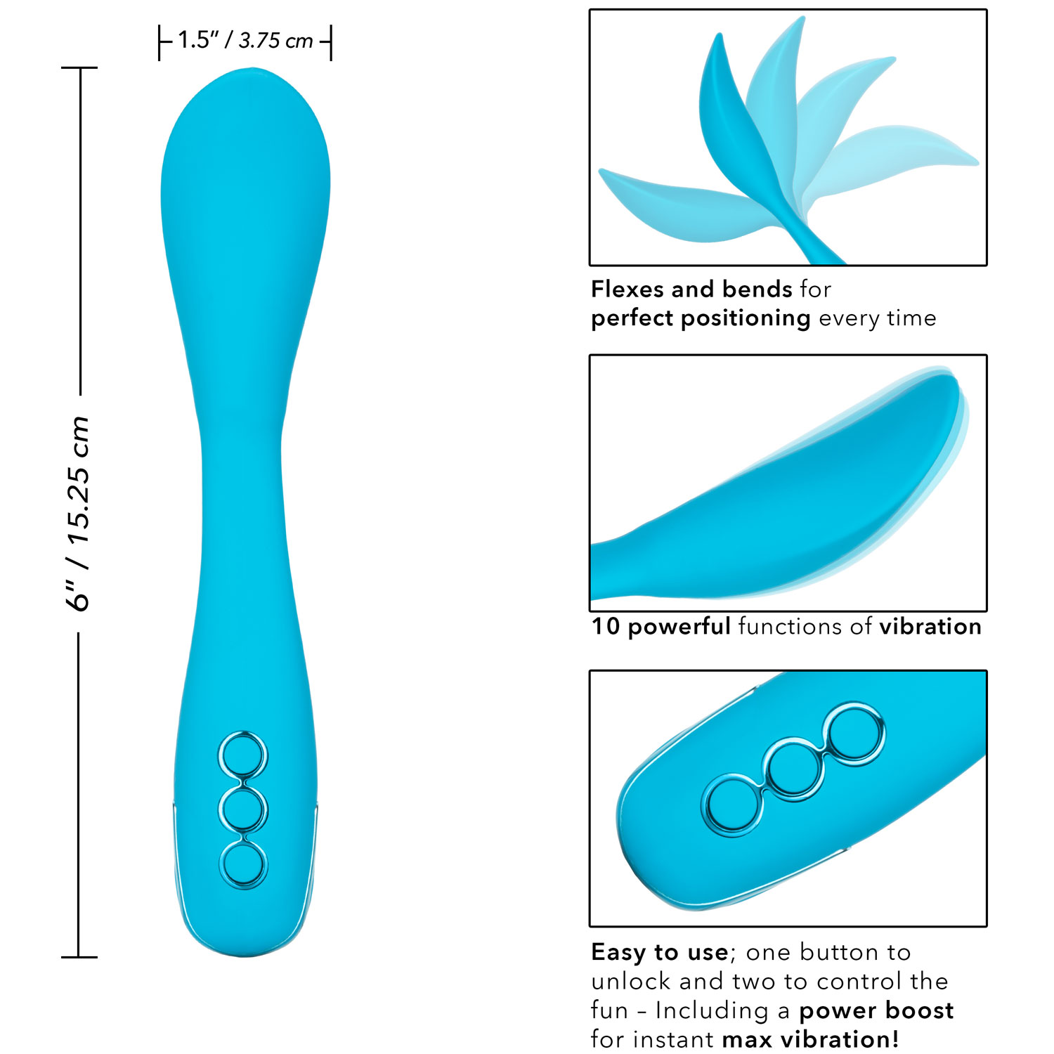 California Dreaming Palm Springs Pleaser Silicone Waterproof Clitoral Vibrator - Measurements