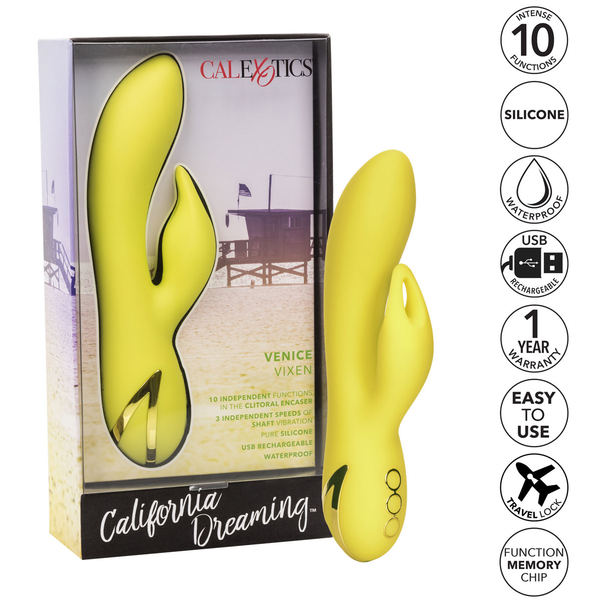 California Dreaming Venice Vixen Rabbit Style Silicone Vibrator - Features