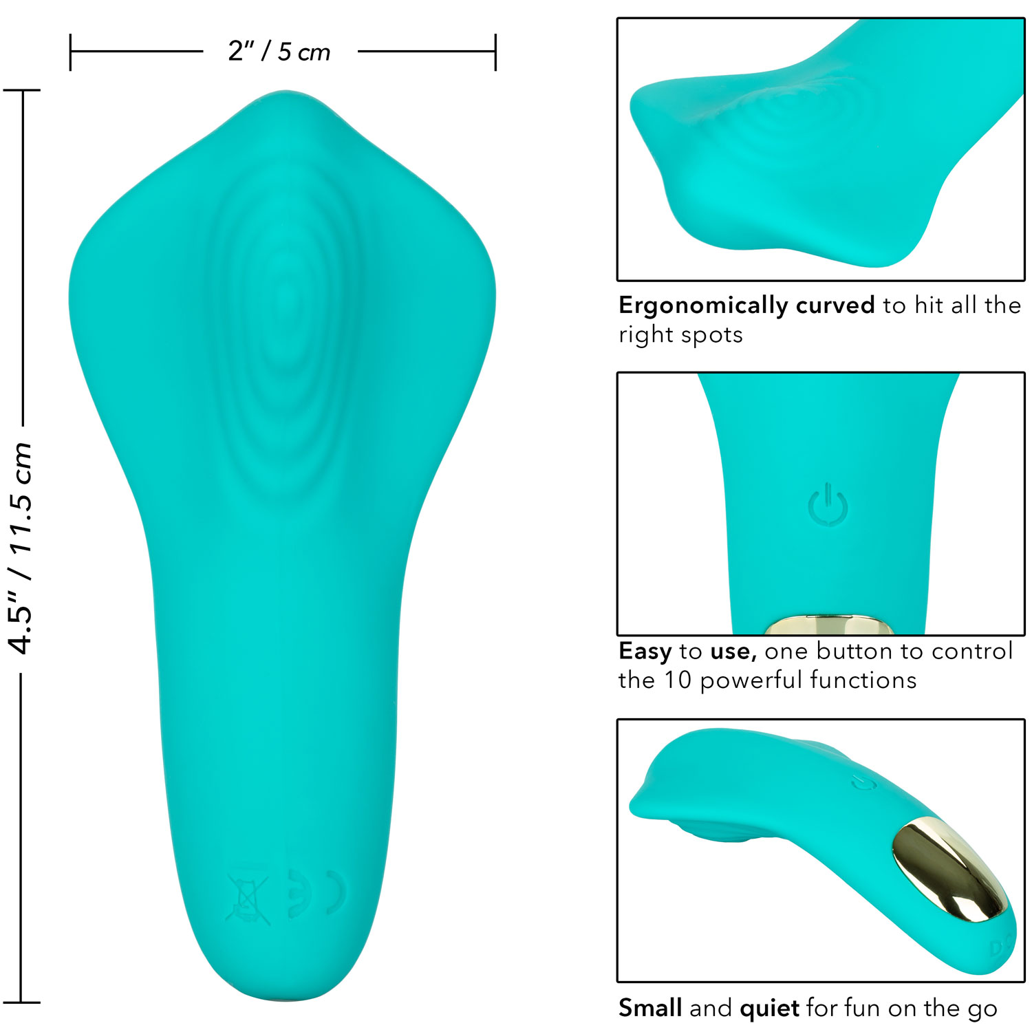 Slay Pleaser Silicone Waterproof Lay-On Vibrator - Measurements