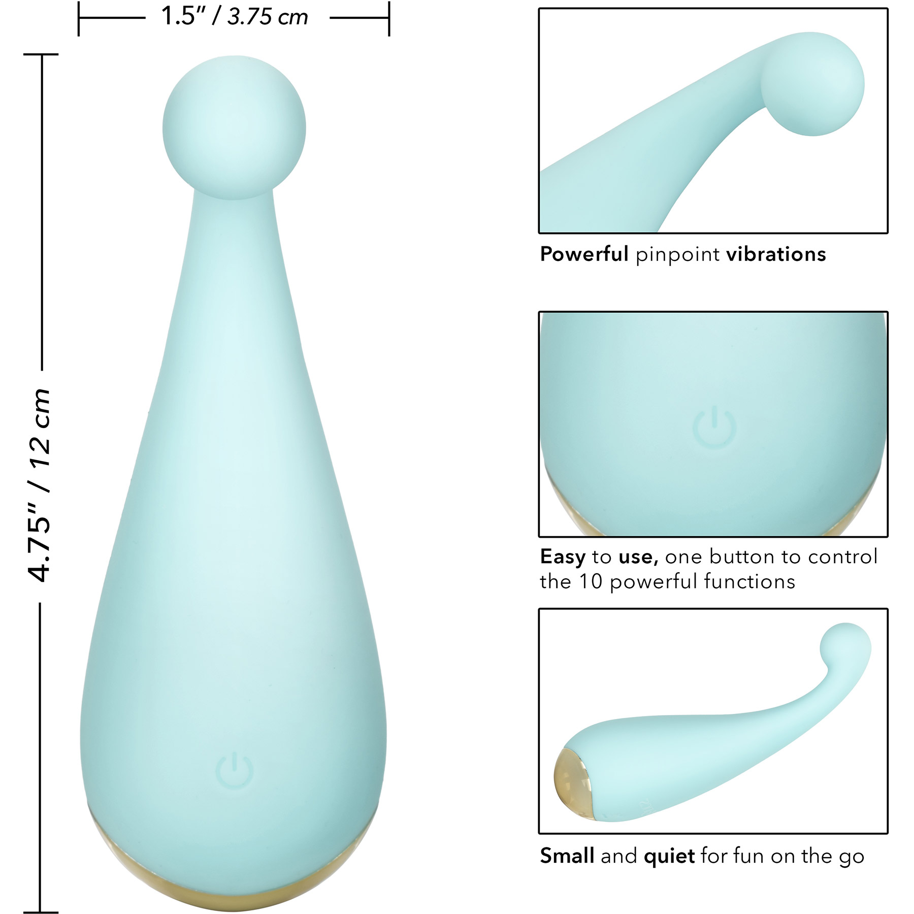 Slay Thrill Me Silicone Waterproof Rechargeable G-Spot Vibrator - Measurements