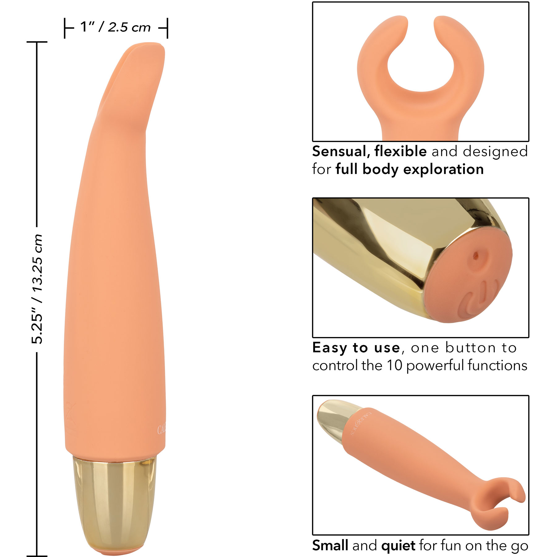 Slay #WowMe Silicone Waterproof Rechargeable Clitoral Vibrator By CalExotics - Measurements