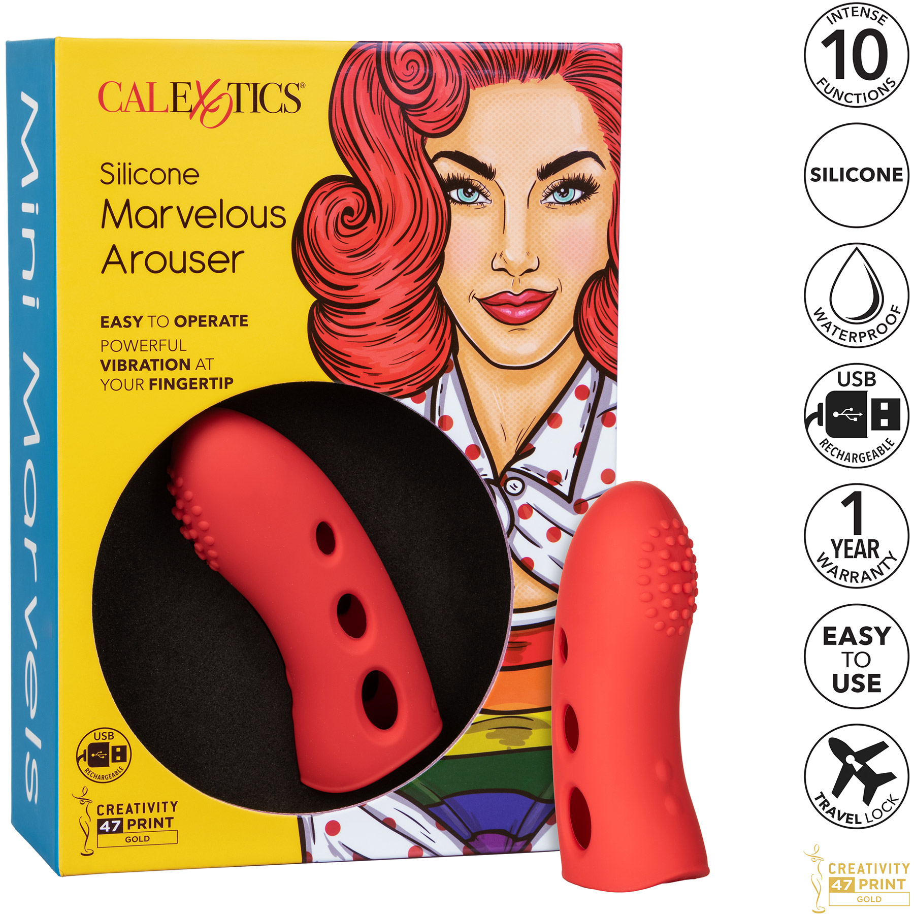 Mini Marvels Marvelous Arouser Silicone Rechargeable Waterproof Finger Vibrator - Package