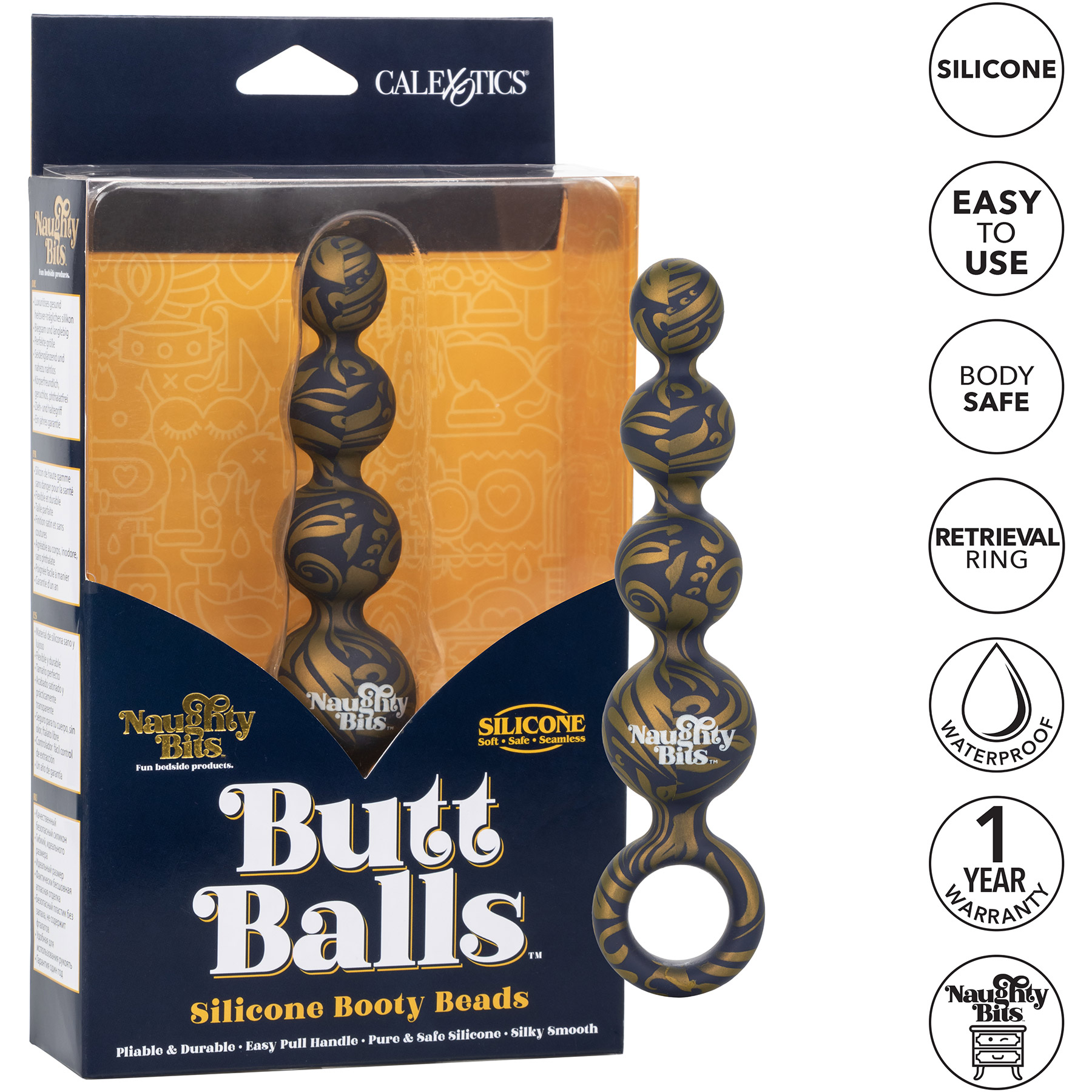 Naughty Bits Butt Balls Silicone Booty Beads - Features