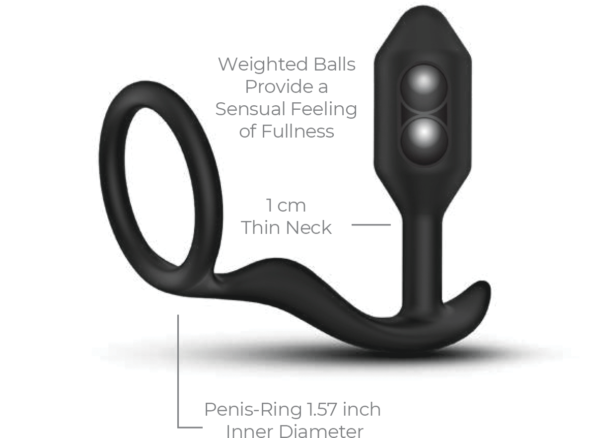 b-Vibe Snug & Tug Weighted Silicone Plug & Penis-Ring - Features