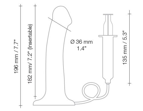 Strap-on-Me Squirting Harness Compatible Silicone Dildo - Measurements