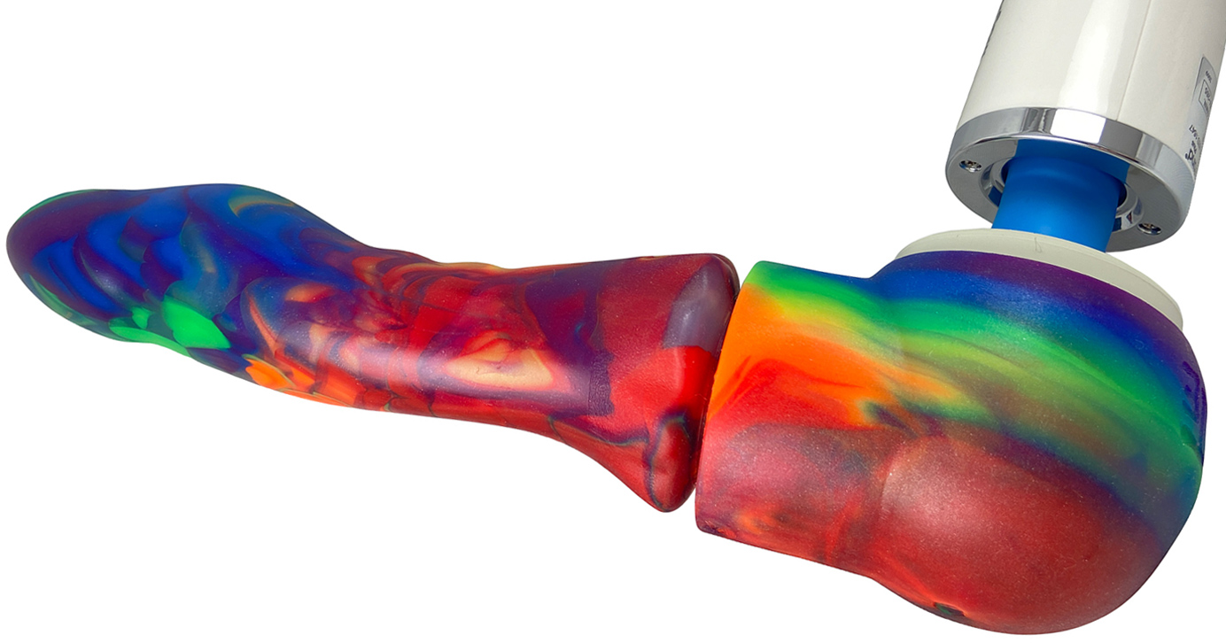 Jollet Tie Dye Rainbow Magic Wand Compatible Silicone G-Spot Dildo - With Magic Wand