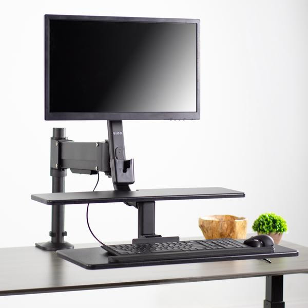 Sit Stand Height Adjustable Desk Mount Riser With Keyboard Tray