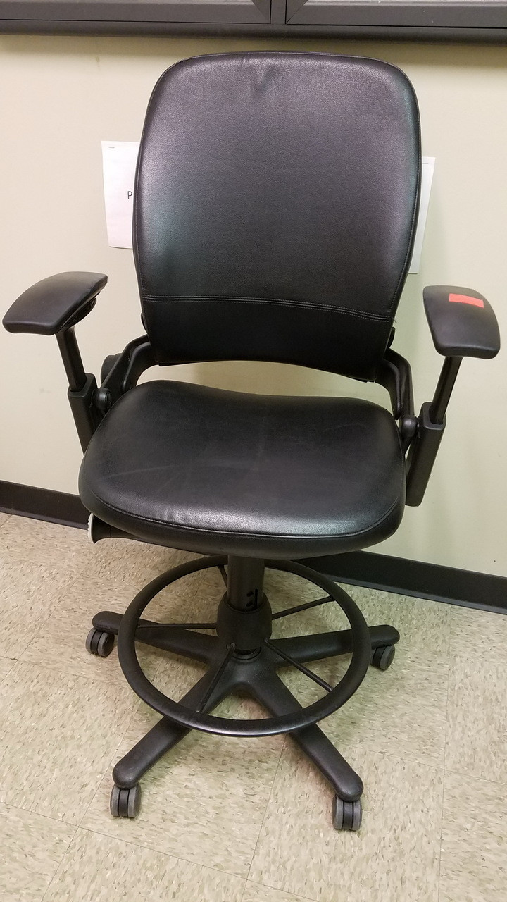 2 used steelcase leap leather ergonomic work stools