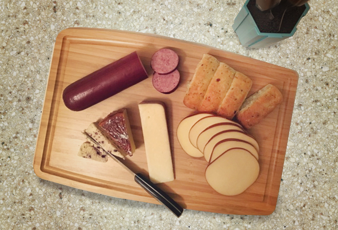 cheese and cutting board