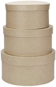 Paper-Mache Round Box Set 3/Pkg-4", 5" & 6"