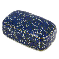 Handmade Paper Mache Rectangular Gift Box Blue Floral Decor 7x4 Inches