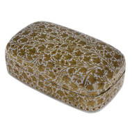 Handmade Paper Mache Rectangular Gift Box Golden Floral Decor 7x4 Inches