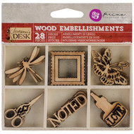 Stationer's Desk Laser Cut Wood Icons In A Box 28 Pieces-