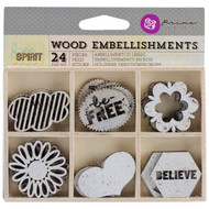 Free Spirit Laser Cut Wood Icons In A Box 24 Pieces-6 Styles Of Embellishments