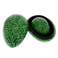 Egg Shaped Paper Mache Box in Box Green Handmade Gifts