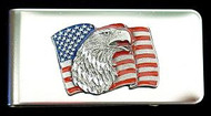 Sculpted Money clip - American Flag with Eagle Head