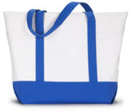 UltraClub&reg; Zippered Polyester Tote Bag - White/Royal (One)
