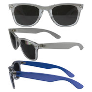 Color Change Wayfarer with Smoke Polycarbonate Lenses, Clear Temple Changes to Blue