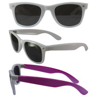 Color Change Wayfarer with Smoke Polycarbonate Lenses, White Temple Changes to Pink