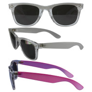 Color Change Wayfarer with Smoke Polycarbonate Lenses, Clear Temple Changes to Pink