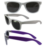 Color Change Wayfarer with Smoke Polycarbonate Lenses, White Temple Changes to Purple