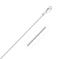 1.2mm Sterling Silver Rhodium Plated Bead Chain (16 inches)