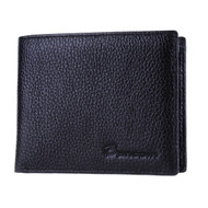 Fashion Real Leather Folding Men Wallet - Black