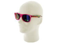 Transparent Pink Sunglasses with Retro Print Arms (Case of 25)