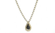 Jet Teardrop and Crystal Necklace