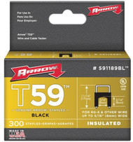 Arrow Fastener - Black T59 Insulated Staples for RG59 quad & RG6, 5/16" x 5/16", 300 pack Case Pack 2