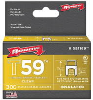 Arrow Fastener - Clear T59 Insulated Staples for RG59 quad & RG6, 5/16" x 5/16", 300 pack Case Pack 2