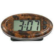 Brown Black Oval Shape Car Dashboard LCD Display Digital Clock