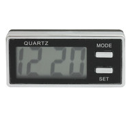 Silver Tone Black Rectangle Car Dashboard LCD Display Digital Clock