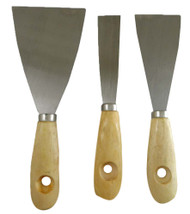 WEDGE: 3Pc Scraper Set with wooden Handle :  ( Pack of  7 Pcs )