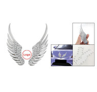 2 Pcs Silver Tone Angel Wings Style Badge Sticker for Auto Car
