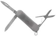 Mini 3 Function Knife With Scissors And Nail File, Polished Stainless Steel Body & Key Ring :  ( Pack of  1 Pc )